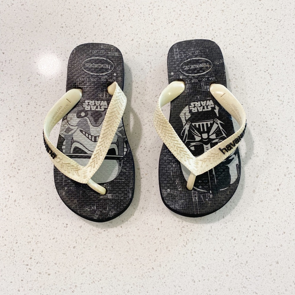 Havaianas Kids Star Wars Flip Flops - Black and White
